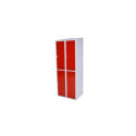 Klädskåp, röd/grå 4 dörr